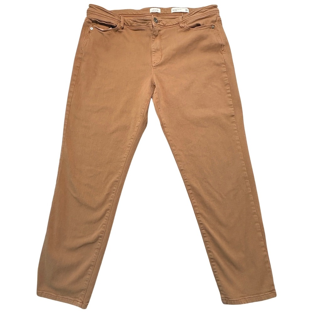 J. Jill Denim Authentic Fit Slim Ankle Pants Brown Camel Size 14 Regular